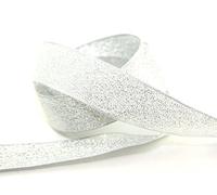 Berisfords Metallic Lame Ribbon 25mm wide Silver - 20 metre roll