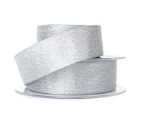 Berisfords Metallic Lame Ribbon 40mm wide Silver - per 3 metres