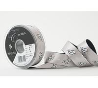 Berisfords Peace Chick Ribbon, Polyester, Silver/Grey, 25 mm