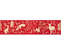 Berisfords Polyester Ribbon, RED/Gold, 25mm x 20m