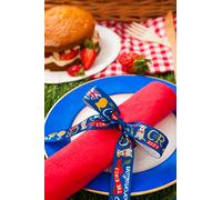 Berisfords Polyester Taffeta Ribbon, White/Blue, 25mm x 20m