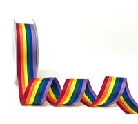 Berisford's Rainbow 25mm Polyester Ribbon - Price per metre (N.B. This is a Cut from a roll, Presented on a Bertie's Bows Ribbon Card)