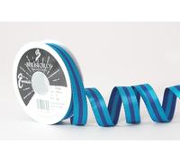 Berisfords Reversible Stripe Satin Ribbon Malibu Blue 16mm