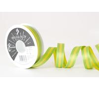 Berisfords Reversible Stripe Satin Ribbon Sunflower/Apple 16mm