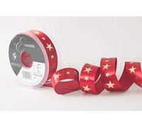 Berisfords Ribbon, Red/Gold, 25mm