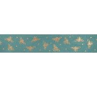 Berisfords Ribbon Reel, Polyester, Petrol/Gold, One Size