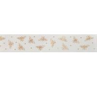 Berisfords Ribbon Reel, Polyester, White/Gold, One Size