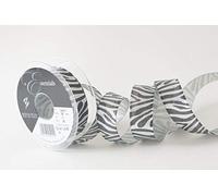 Berisfords Ribbon, Silver/Black, 25mm