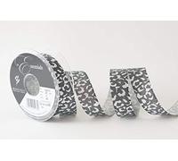 Berisfords Ribbon, Silver/Black, 25mm
