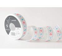 Berisfords Ribbon, White/Multi, 25mm