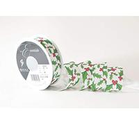 Berisfords Ribbon, White/Red, 25mm