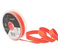Berisfords Silver Edge Satin, Polyester, Flo Orange, 10.2 x 2.1 x 10.2 cm