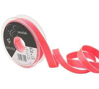 Berisfords Silver Edge Satin, Polyester, Flo Pink, 10.2 x 2.1 x 10.2 cm