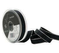 Berisfords Silver Edge Satin Ribbon, Black, 15 mm