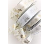 Berisfords Sparkle Mr & Mrs Ribbon, Bridal, 25mm