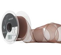 Berisfords Super Sheer Ribbon, Brown, 40 mm Width, 25 metre Length