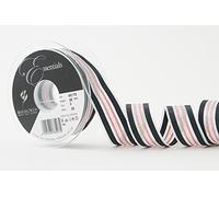 Berisfords Winter Stripe Ribbon, Pearl, 25 mm