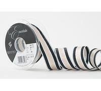 Berisfords Winter Stripe Ribbon, Silver, 25 mm
