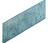 Berisfords Wired Glitter Sparkle Ribbon 15mm Wide (Turquoise, 2 M)