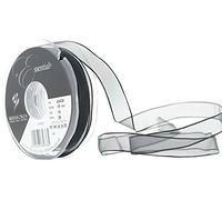 Berisfords Wired Sheer Ribbon, Black, 15 mm Width, 25 metre Length