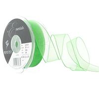 Berisfords Wired Sheer Ribbon, Green, 25 mm Width, 25 metre Length