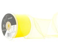 Berisfords Wired Sheer Ribbon, Yellow, 63 mm Width, 25 metre Length