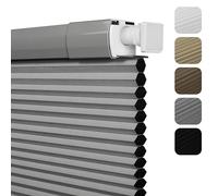 BERISSA No Drill No Tools Blackout Cellular Shades Easy to Install for indoor windows Cordless Honeycomb Blinds Thermal Insulated Noise Reduction,Gray,Custom Size...