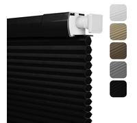 BERISSA No Drill No Tools Blackout Cellular Shades Easy to Install for indoor windows Cordless Honeycomb Blinds Thermal Insulated Noise Reduction,Black,Custom Size