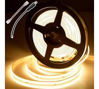 BERIXDEEP 480 LEDs/m COB LED Strip 5m, High Density Warm White LED Strip Lights, 12V, 8mm, 9W/M, CRI 92+, Dotless LED Tape for Interior Decoration (No Power Supply), 2700K