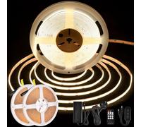 BERIXDEEP COB LED Strip 20m 24V, 384 LEDs/M, 8mm, Natural White, 4000K | 2*10m Dimmable LED Strip Light for Living Room, Skirting Boards, Concealed Lighting, CRI 92, 95lm/w, Remote, Dotless