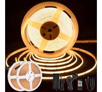 BERIXDEEP COB LED Strip 20m, Dimmable LED Strip with Remote and Power Supply, 348LEDs/m, CRI 90+, 8mm Width, DC24V LED Tape for Bedroom, 2 * 10m, Warm White, 2700K