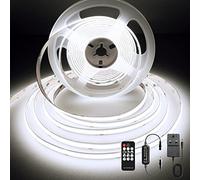 BERIXDEEP COB LED Strip 5m Kit, 480 LEDs/m, 24V, Remote, Cool White, 6000K