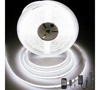BERIXDEEP COB LED Strip Light 10m Cool White, 384 LEDs/m, Dotless LED Strip with Remote and Power Supply, CRI>92, 8mm Width, DC24V COB Light Strip for Shelves, Display Cabinets, Hallway, 6000K