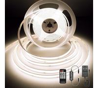 BERIXDEEP COB LED Strip Light 3m, 4000K COB LED Strip with Remote and Power Supply, DC24V, CRI>92, 8mm Width, Dimmable LED Tape for Mood Lighting, Kitchen Cupboard Backlight, Natural White