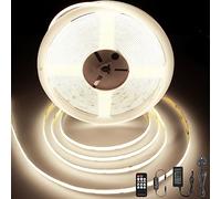 BERIXDEEP Dotless Strip Light 10m, 384 LEDs/m, Bright COB LED Strip with Remote and Power Supply, CRI>92, 8mm Width, 24V LED Tape for Kitchen Under Countertop Lighting, Natural White 4000K