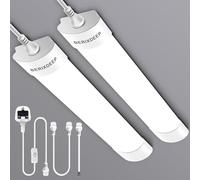BERIXDEEP LED Batten Lights 2 Pack, Waterproof Plug in Strip Lights with Switch, IP65 Linkable Strip Lights for Garage, Shed, Loft, Hallway, Workshop, 6500K Daylight, 5FT, 150cm, 45W