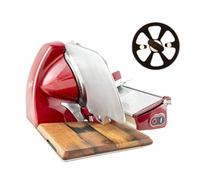 Berkel Home Line 200 Plus Kitchen Slicer with Knife Remover and Handmade Barrel Wood Board Red