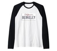 Berkeley SF Bay Area California License Plate University Raglan Baseball Tee