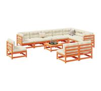 Berkfield 11 Piece Garden Sofa Set Wax Brown Solid Wood Pine