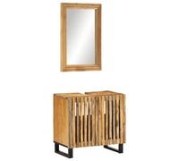Berkfield 2 Piece Bathroom Furniture Set Solid Wood Rough Mango