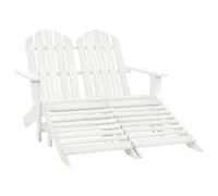 Berkfield 2-Seater Garden Adirondack Chair&ottoman Fir Wood White