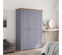 Berkfield 3-Door Wardrobe Grey 118X50X171.5 Cm Pine Panama Range