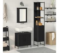 Berkfield 3 Piece Bathroom Furniture Set Black Oak Engineered Wood