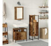 Berkfield 3 Piece Bathroom Furniture Set Old Wood Engineered Wood