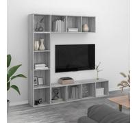 Berkfield 3 Piece Book/tv Cabinet Set Grey Sonoma 180X30X180 Cm