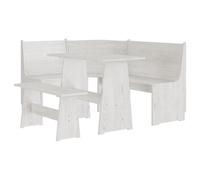 Berkfield 3 Piece Dining Set White Solid Wood Pine