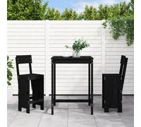 Berkfield 3 Piece Garden Bar Set Black Solid Wood Pine