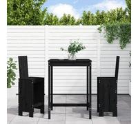 Berkfield 3 Piece Garden Bar Set Black Solid Wood Pine