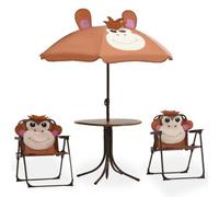 Berkfield 3 Piece Kids' Garden Bistro Set With Parasol Brown