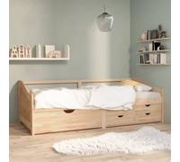 Berkfield 3-Seater Day Bed With Drawers Solid Pinewood 90X200 Cm